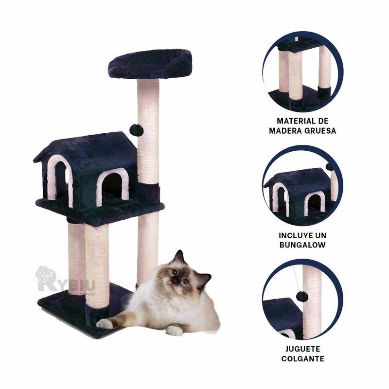 GENERICO - Gym de Michi con Juguete Colgante Tono Azul Y+Gift Stickers