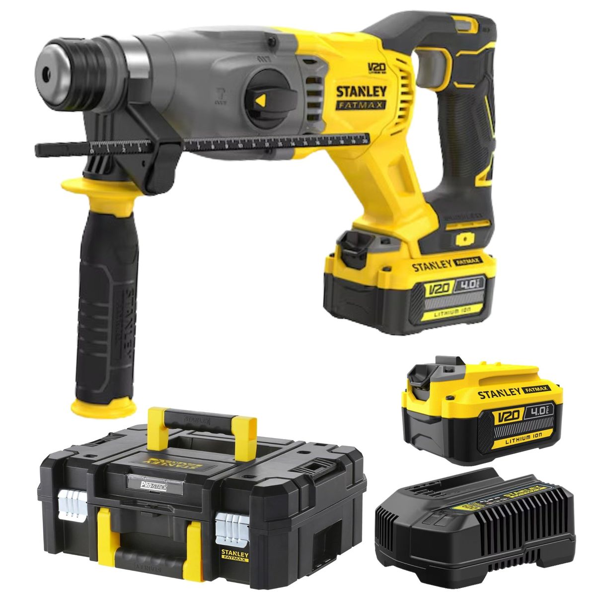 STANLEY - Rotomartillo inalámbrico SDS Plus 20V, BRUSHLESS + 2 baterías 4Ah