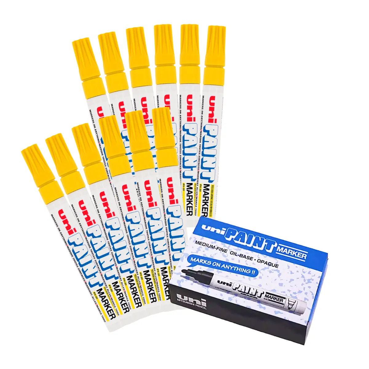 UNI BALL - UNI PX-20 Marcador de pintura permanente Amarillo Caja x 12