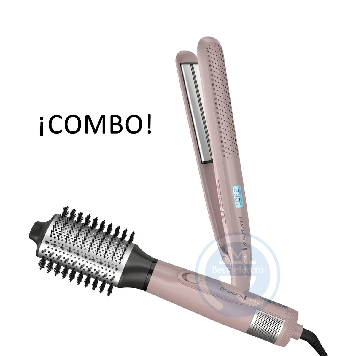 REMINGTON - Combo Remington Alisadora Wet2Straight y Cepillo Eléctrico Wet2Style