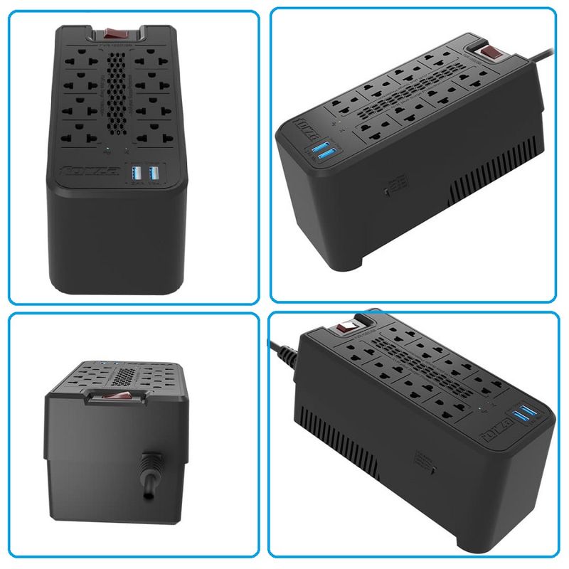 FORZA - Estabilizador Forza 8 Tomas 2 USB   FVR-1222USB 1200VA/600W