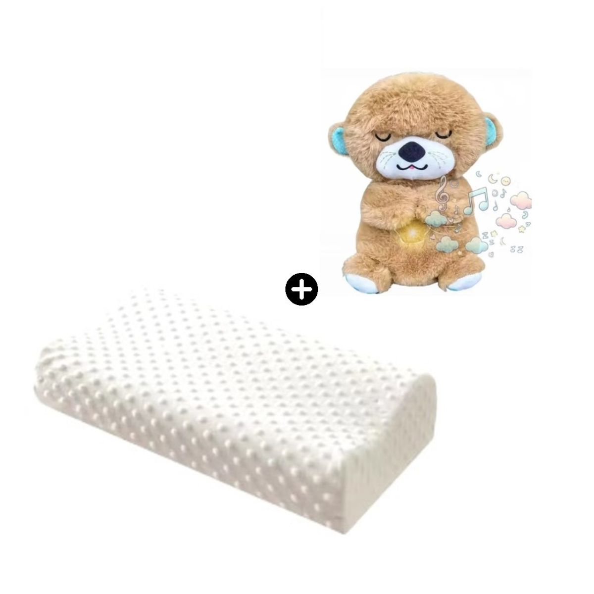 GENERICO - Peluche Nutria Dormilona que Respira Marrón+Almohada Memory Pillow Ergonómica