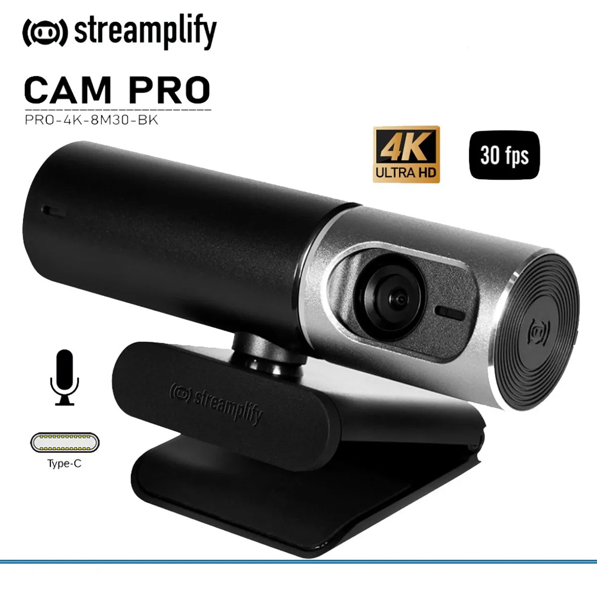 STREAMPLIFY - Cámara Web Streamplify CAM PRO-4K-8M30-BK