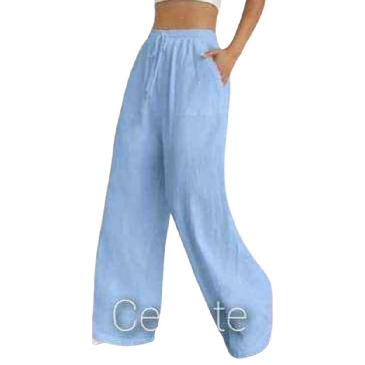 GENERICO - Pantalón palazzo lino para dama