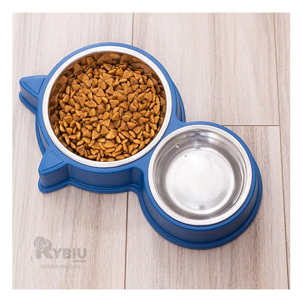 GENERICO - Plato para Gatos con Orejitas Color Azul Y+Papel de Regalo