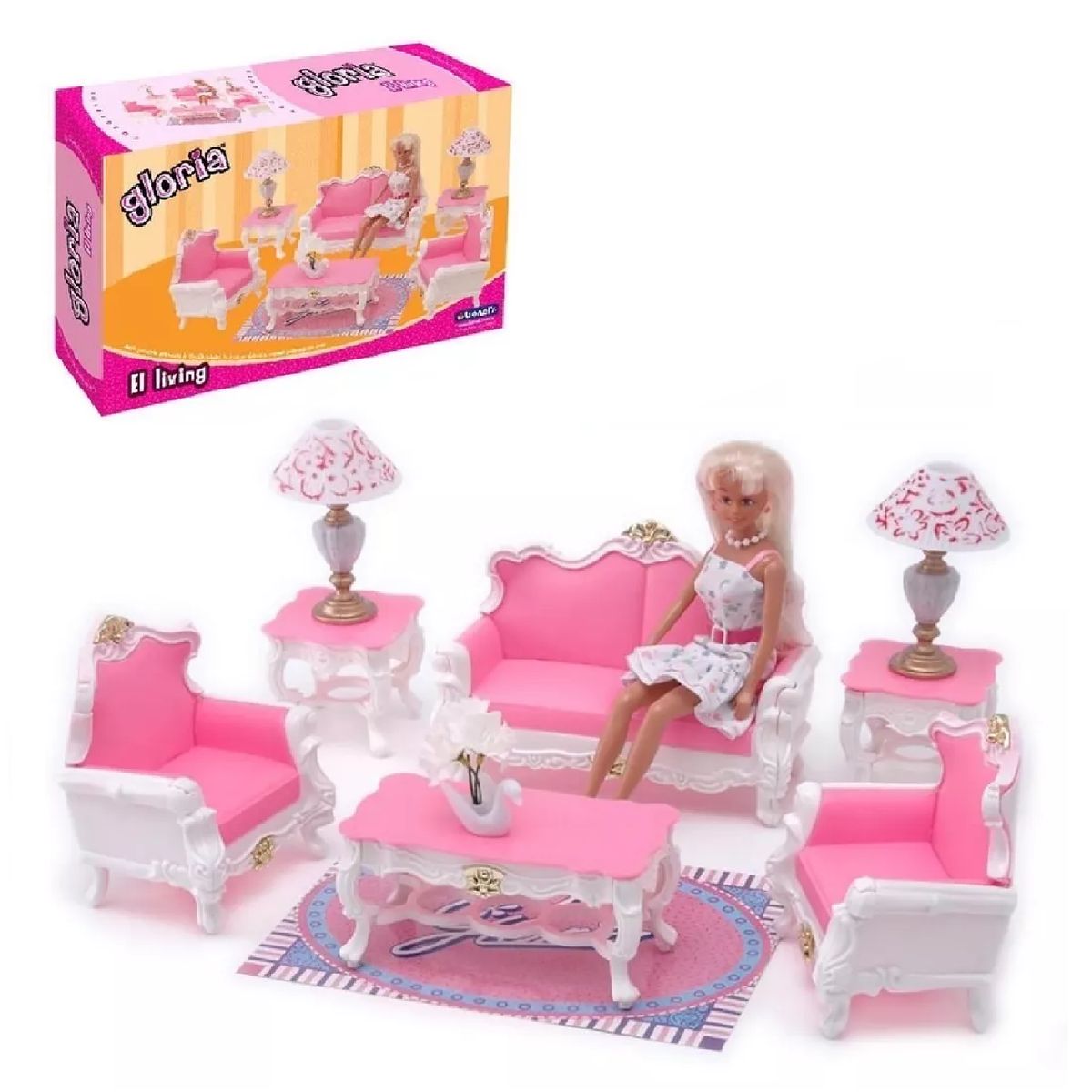 GENERICO - Nuevo Set Sala De Lujo Para Muñeca -Rosa