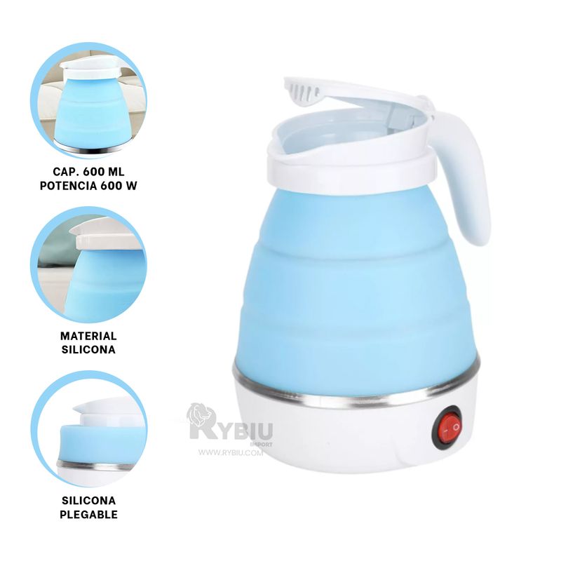 RYBIU IMPORT - Hervidor Electrico de 600ml en Celeste Y+Regalo Agendita