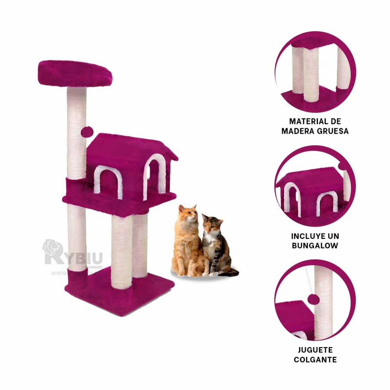 RYBIU IMPORT - Centro con Bungalow de Felinos Color Fucsia Y+Gift Stickers