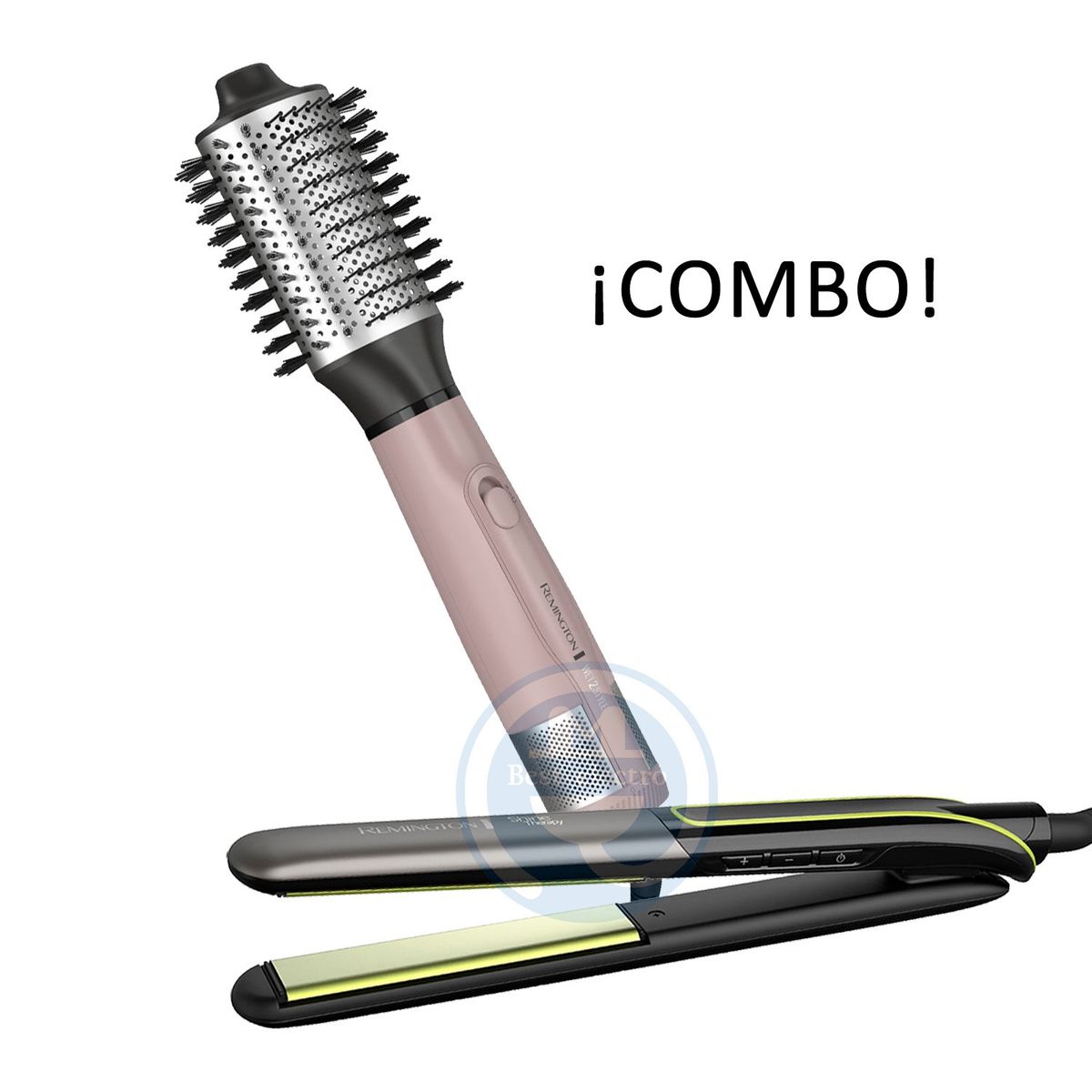 REMINGTON - Combo Remington Alisadora Shine Therapy y Cepillo Eléctrico Wet2Style
