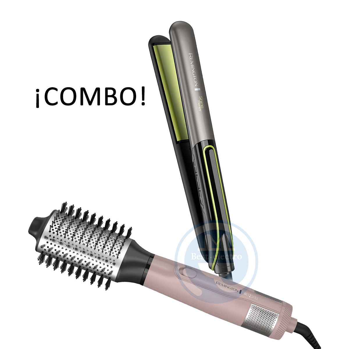 REMINGTON - Combo Remington Alisadora Shine Therapy y Cepillo Eléctrico Wet2Style