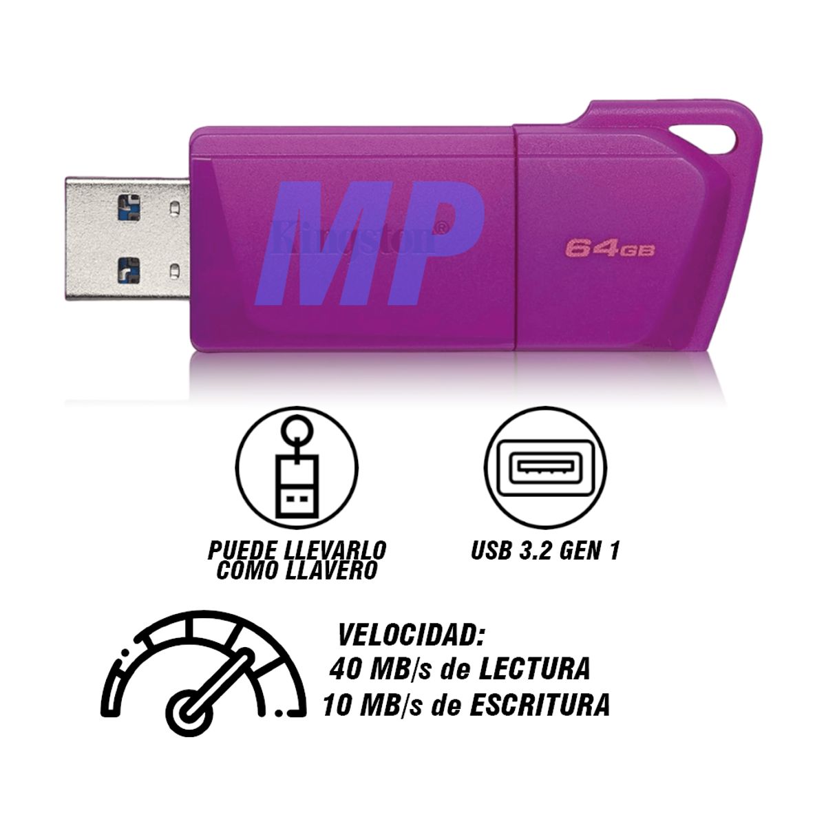 KINGSTON - MEMORIA USB 3.2 KINGSTON DT EXODIA 64GB ROSA NEON