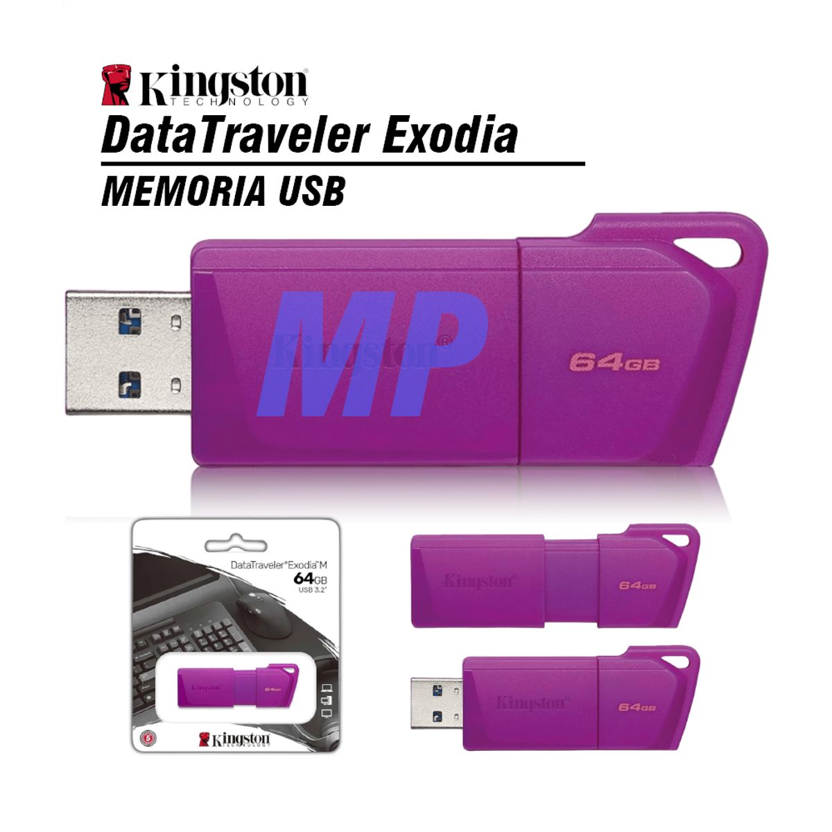 KINGSTON - MEMORIA USB 3.2 KINGSTON DT EXODIA 64GB ROSA NEON