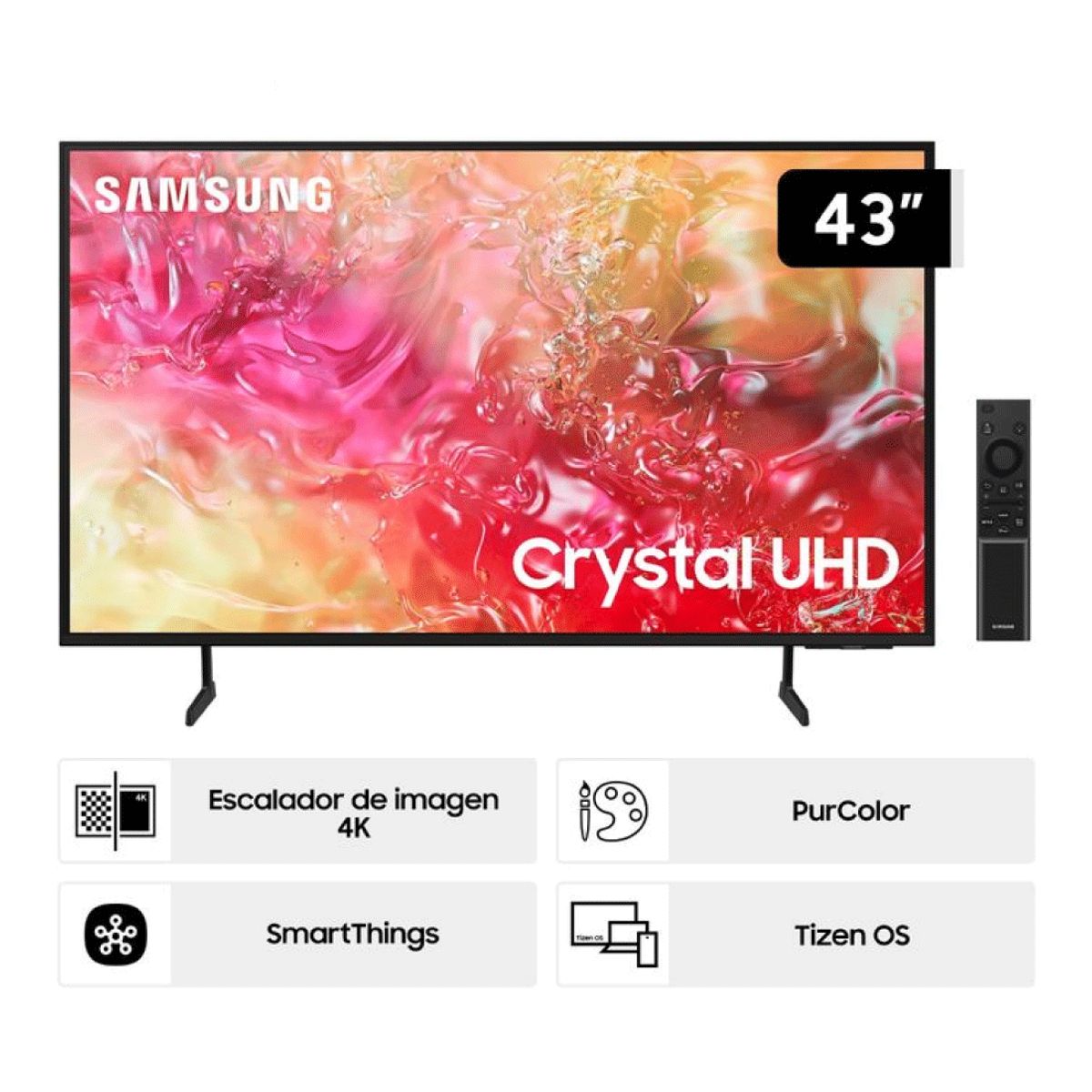 SAMSUNG - Televisor Samsung UN43DU7000GXPE de 43 Pulg. Crystal Smart TV Tizen UHD 4K
