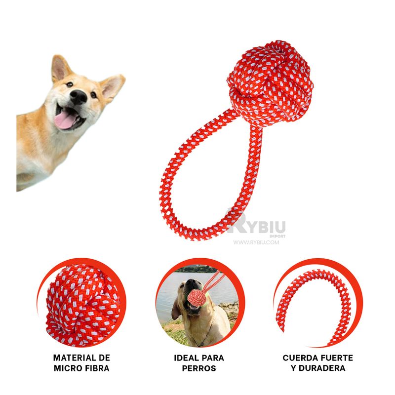 RYBIU IMPORT - Juguete Mordedor de Perro en Rojo Y+Banderitas Adhesivas