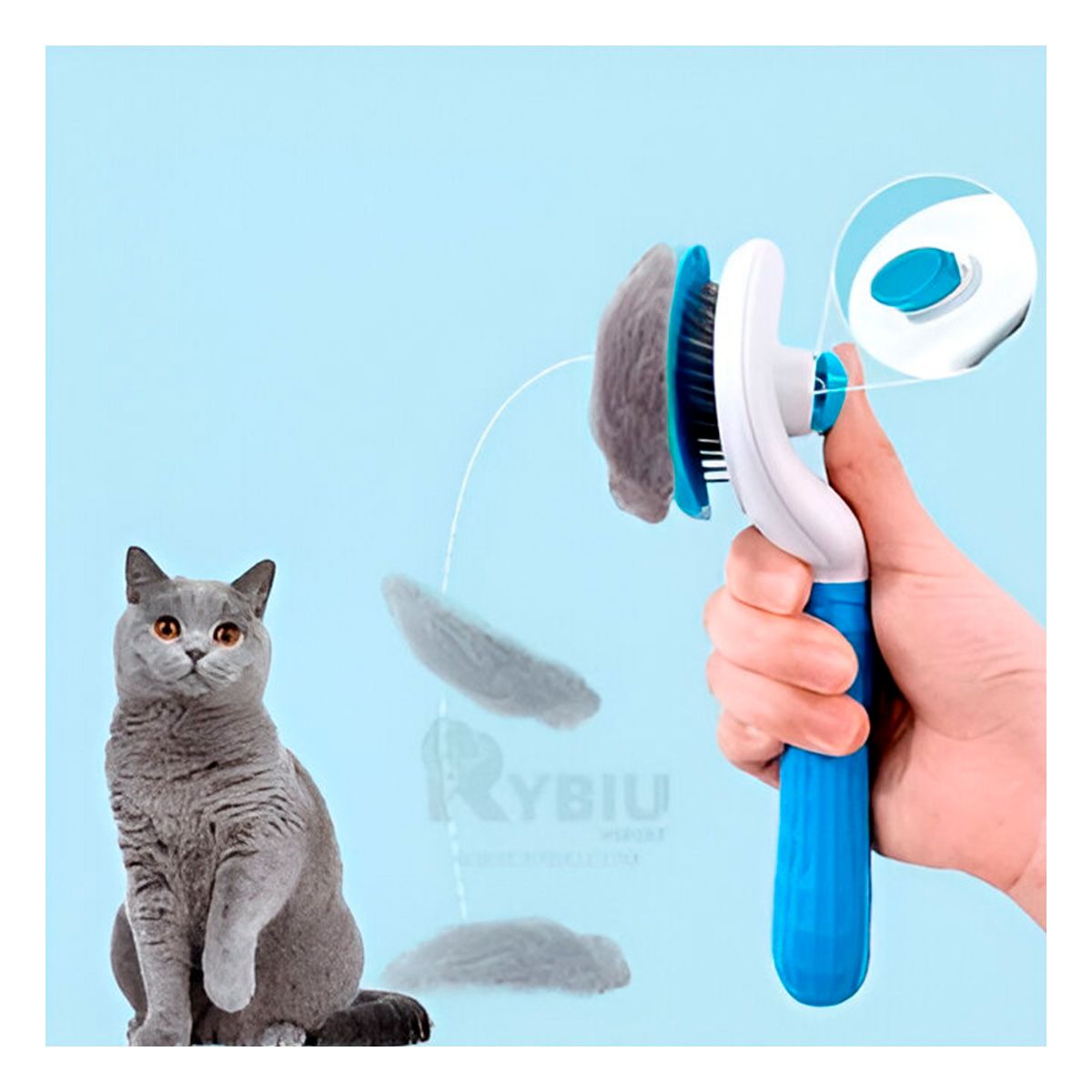 GENERICO - Peine Expulsador de Pelusa Practico de Color Celeste