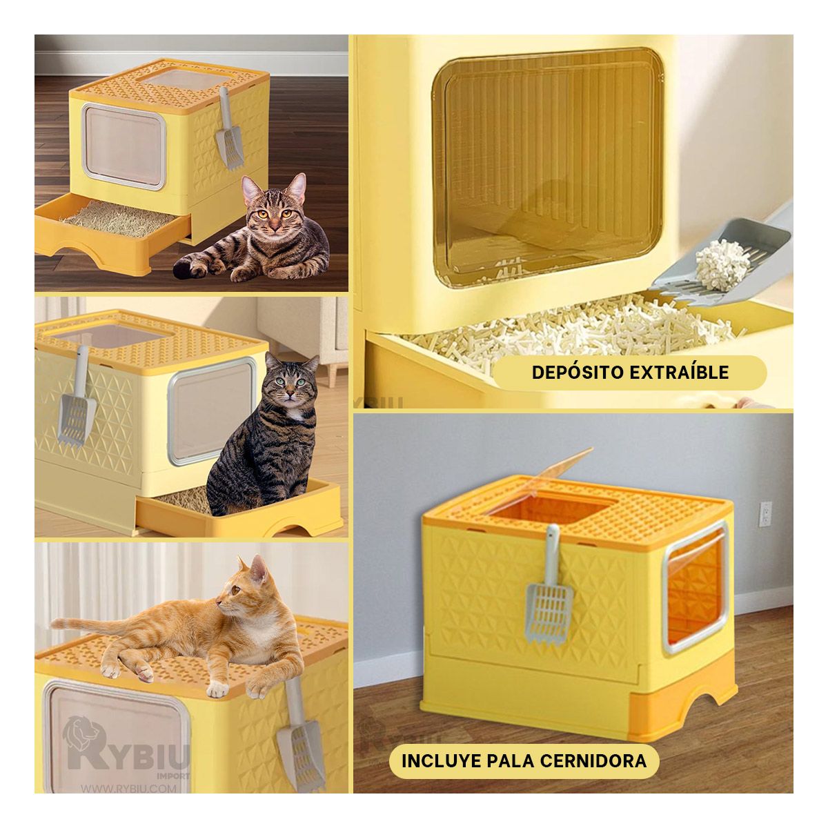 GENERICO - Sanitario Para Gatos Funcional en Amarillo Y+Gift MiniAgenda