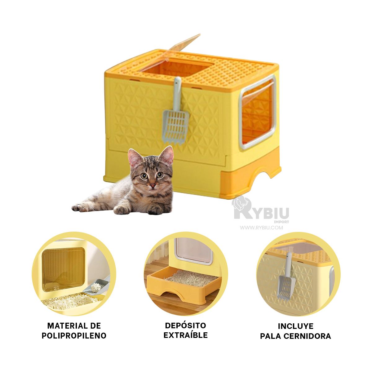 GENERICO - Sanitario Para Gatos Funcional en Amarillo Y+Gift MiniAgenda