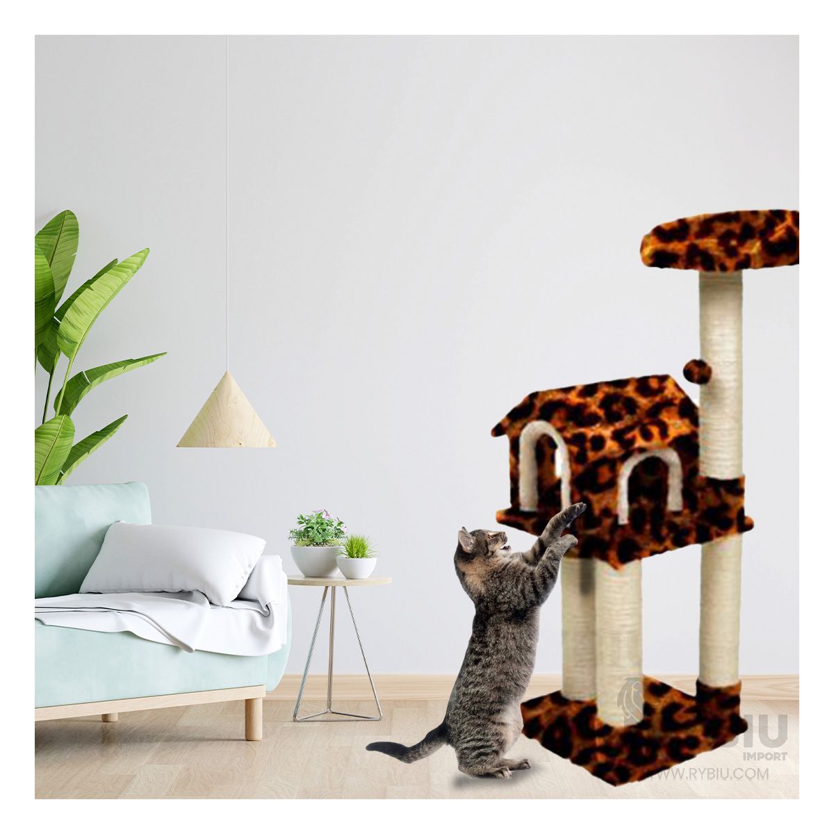 GENERICO - Gym Espacioso para Felinos Animal Print Y+Regalo Stickers