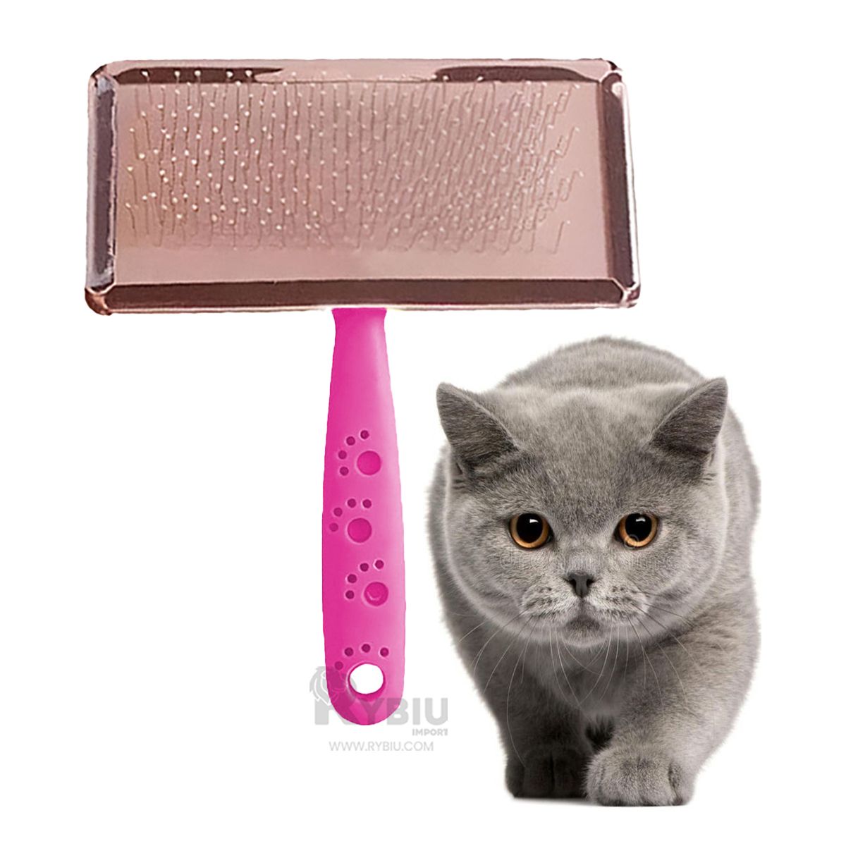 GENERICO - Cepillo Funcional para Mascotas en Color Fucsia Y+Stickers