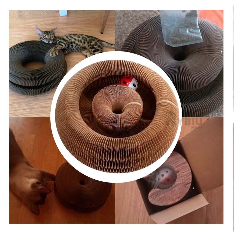 GENERICO - Rascador para Mascota con Pelota y Catnip Marron Y+Stickers