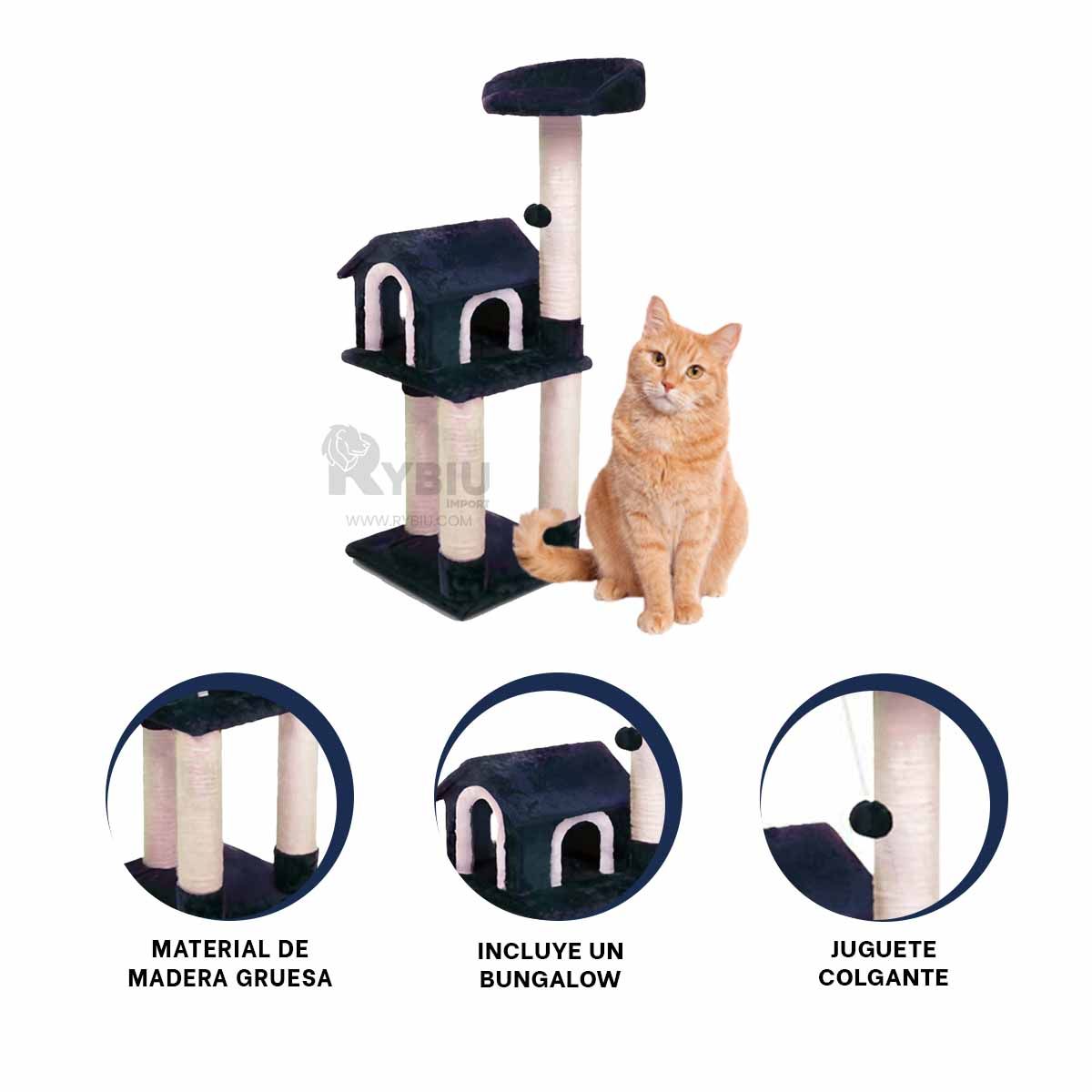 GENERICO - Gimnasio con Bungalow para Gatito Azul Y+Papel de Regalo