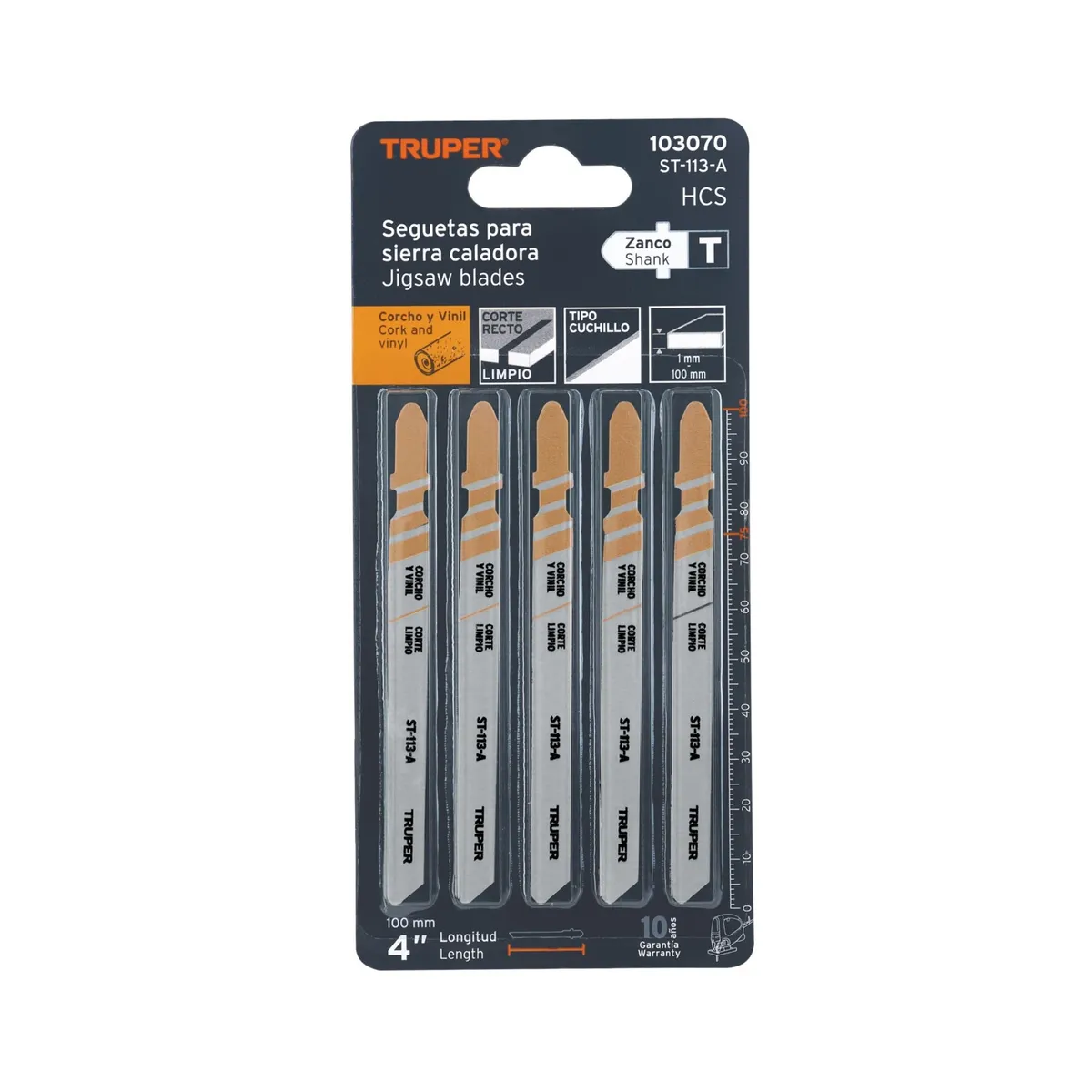 TRUPER - CUCHILLA PARA CALADORA 5 seguetas T, cuchilla HCS, para material suave