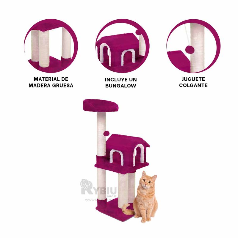 RYBIU IMPORT - Rascadora de 3 Pisos para Animal Fucsia Y+Post-it Adhesivos