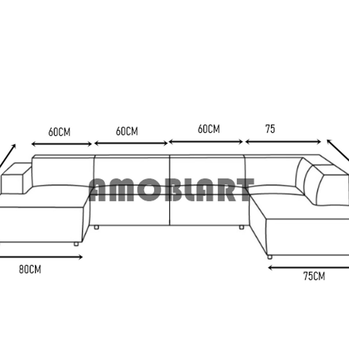 AMOBLART - SECCIONAL PANORAMICO LUJO 5 PIEZAS COLOR MOSTAZA