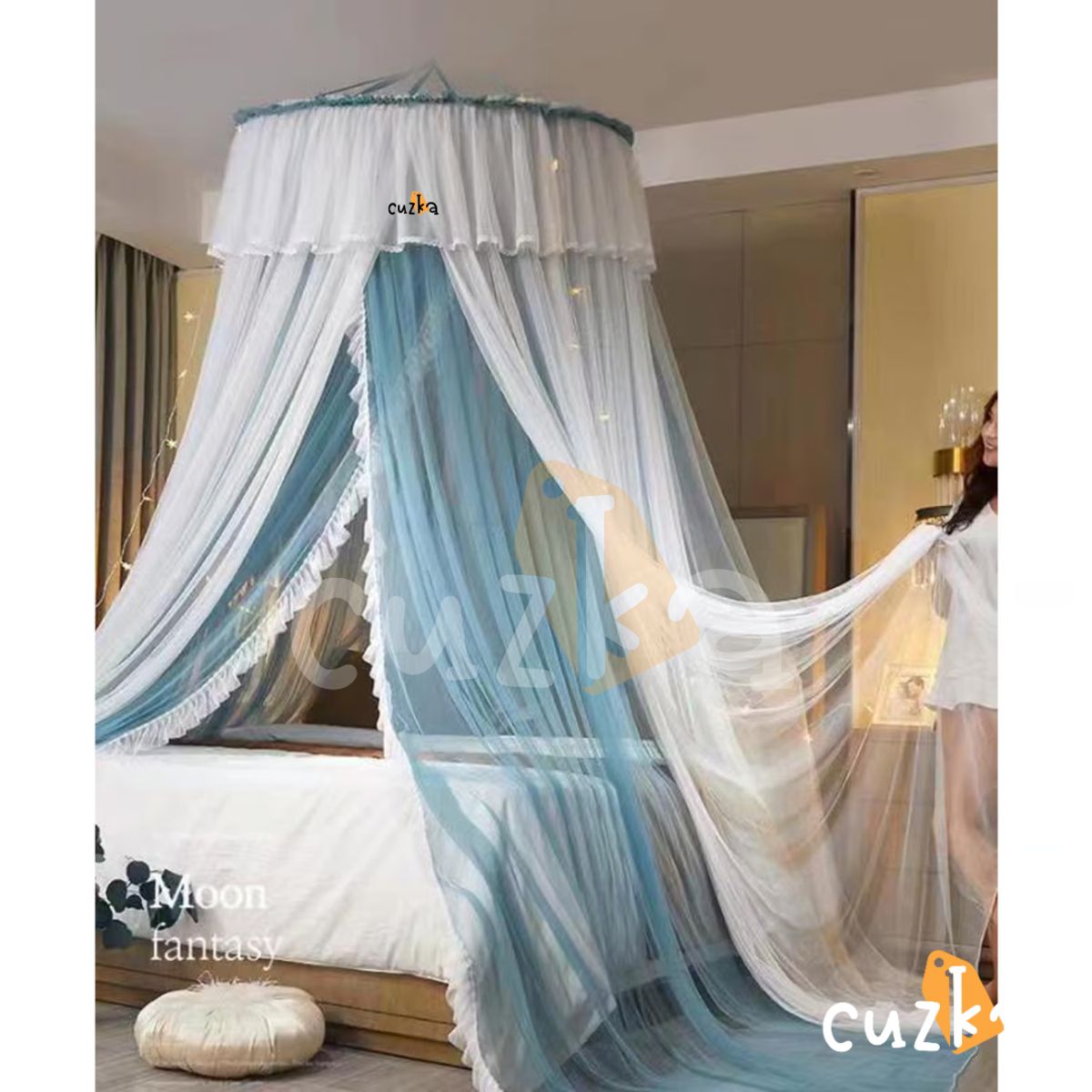 CASATEX - MOSQUITERO PRINCESA Para Cama de QUEEN TURQUESA