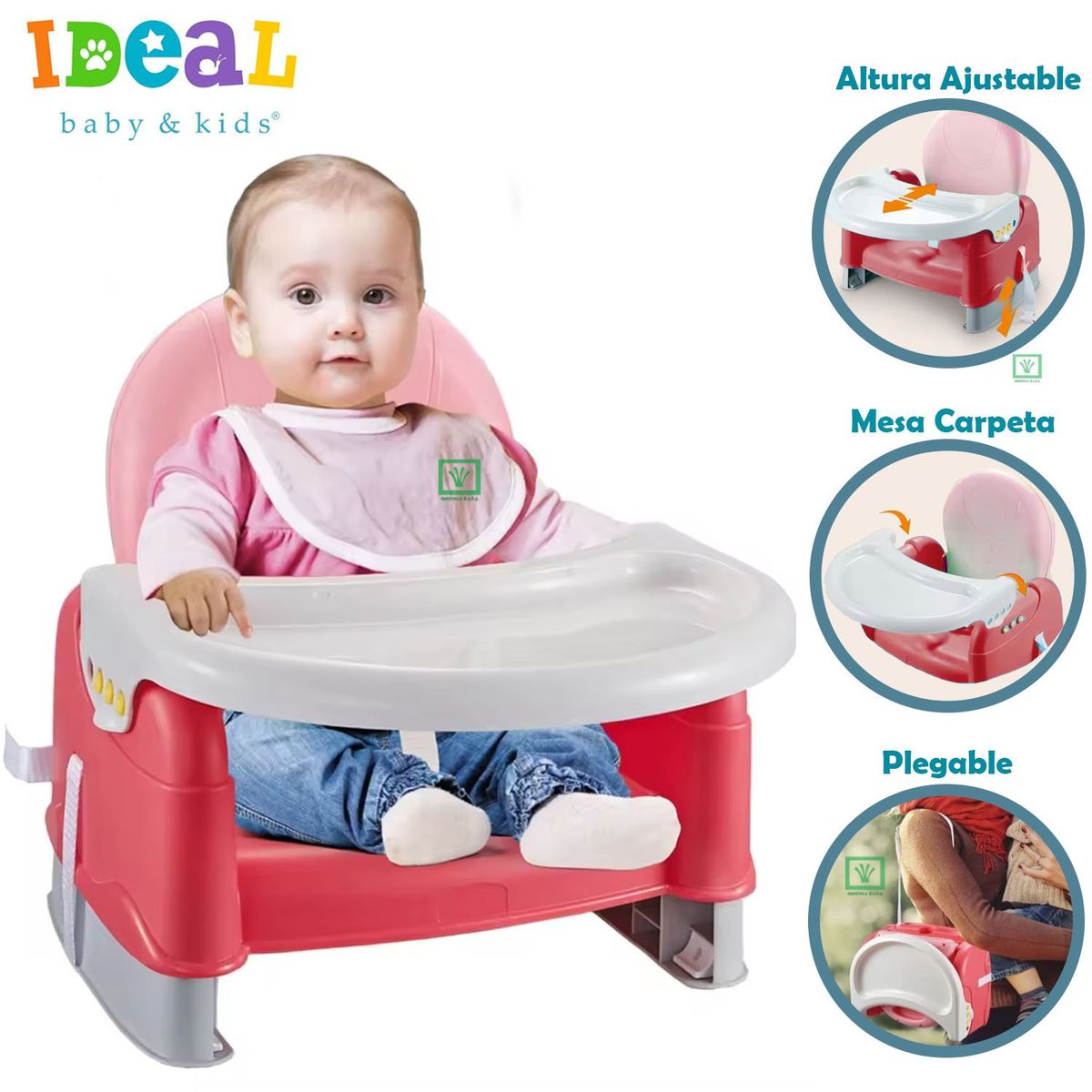 IDEAL - Mesa de Comer Portatil Ideal Plegable Rosado