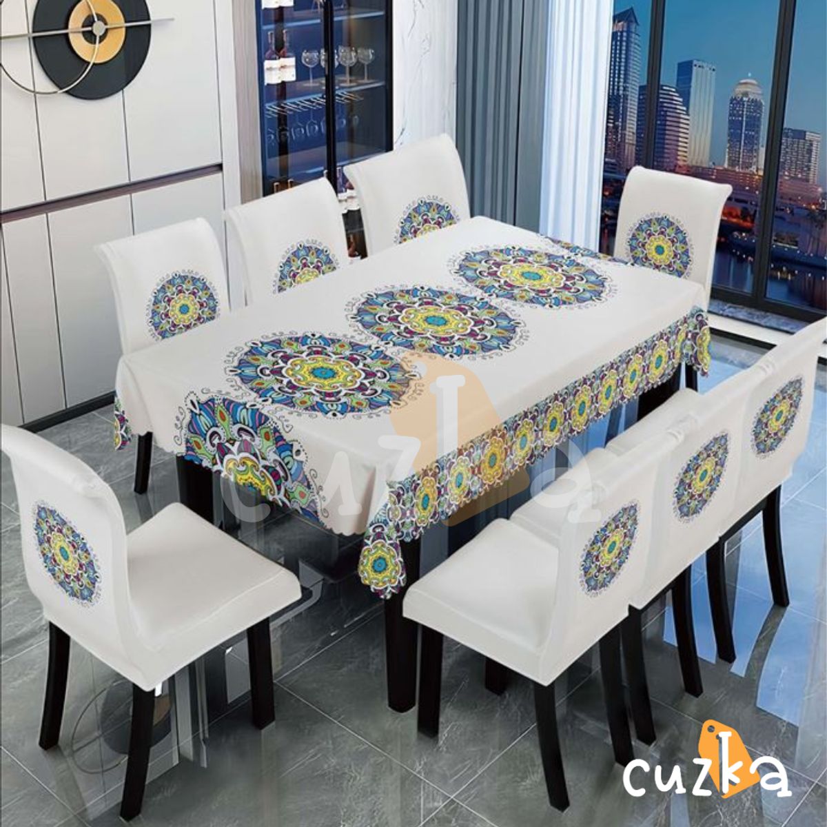 CASATEX - Mantel de Mesa y Fundas Para 6 Sillas de Tela 152 x 228cm