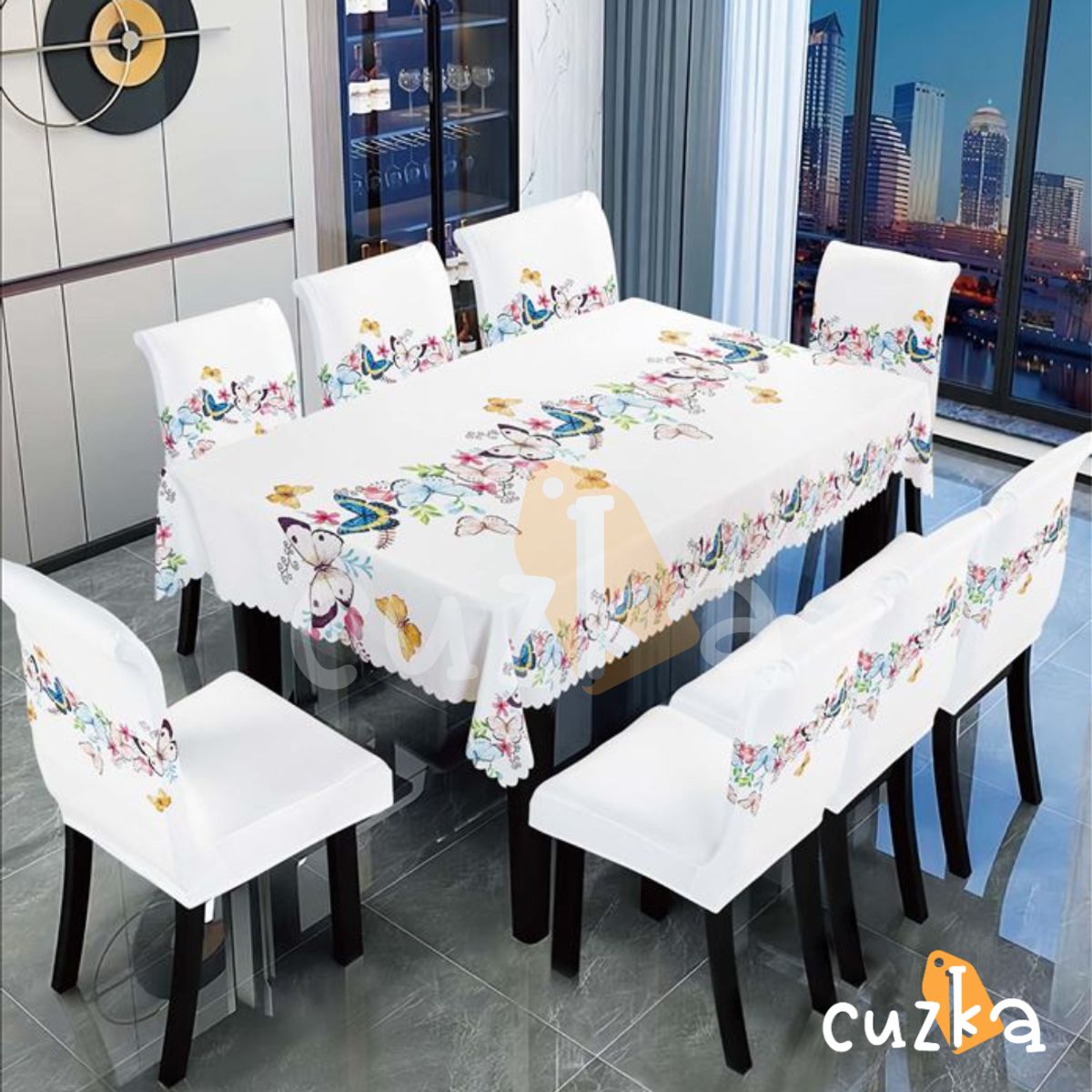 CASATEX - Mantel de Mesa y Fundas Para 6 Sillas de Tela 152 x 228cm