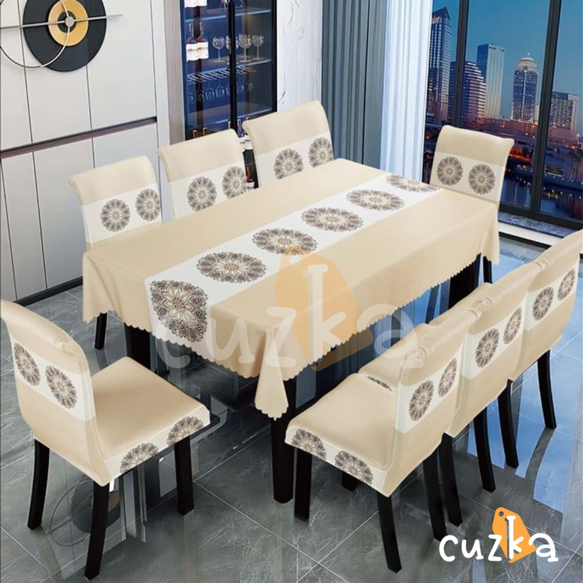 CASATEX - Mantel de Mesa y Fundas Para 6 Sillas de Tela 152 x 228cm