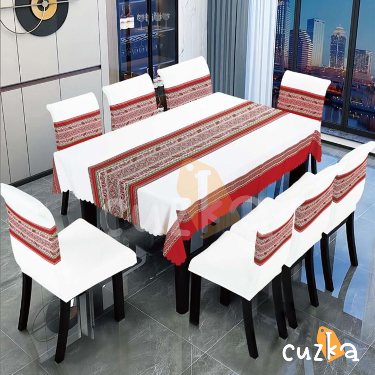 CASATEX - Mantel de Mesa y Fundas Para 6 Sillas de Tela 152 x 228cm