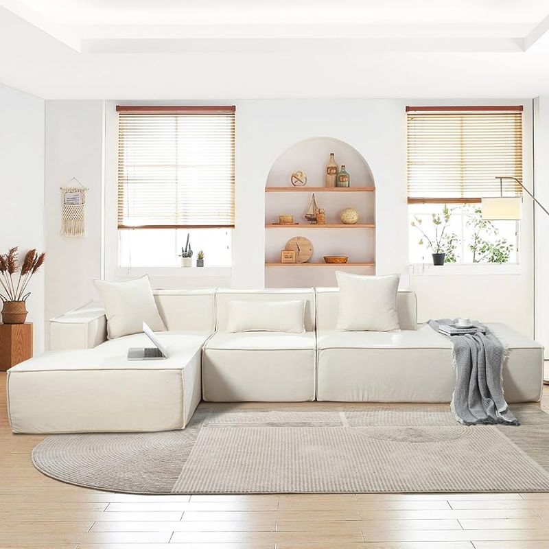AMOBLART - Seccional BRITANI 2.0 COLOR BEIGE  4COJINES