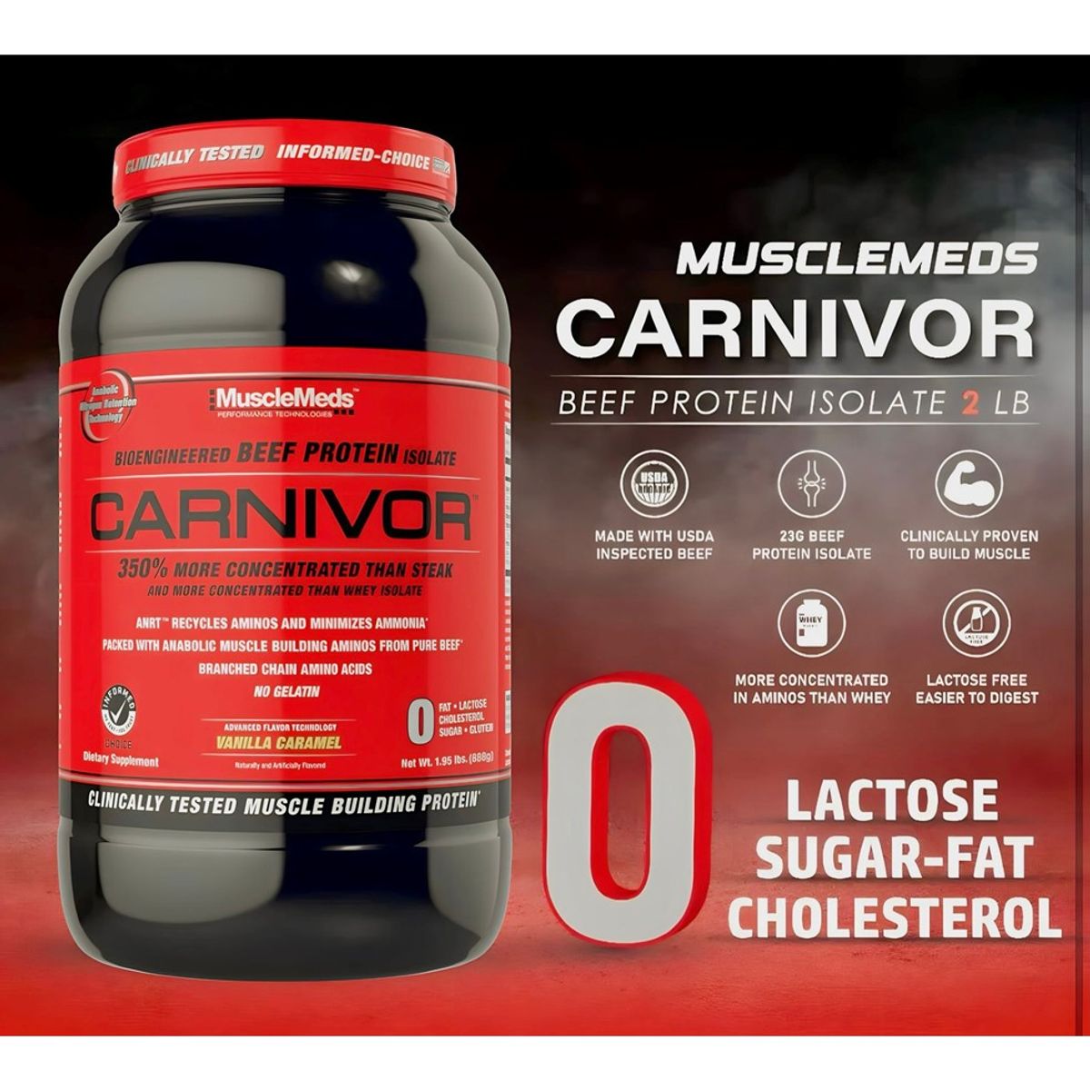 MUSCLEMEDS - Proteína Carnivor 2 Lb Beef Protein Sabor Chocolate +Shaker