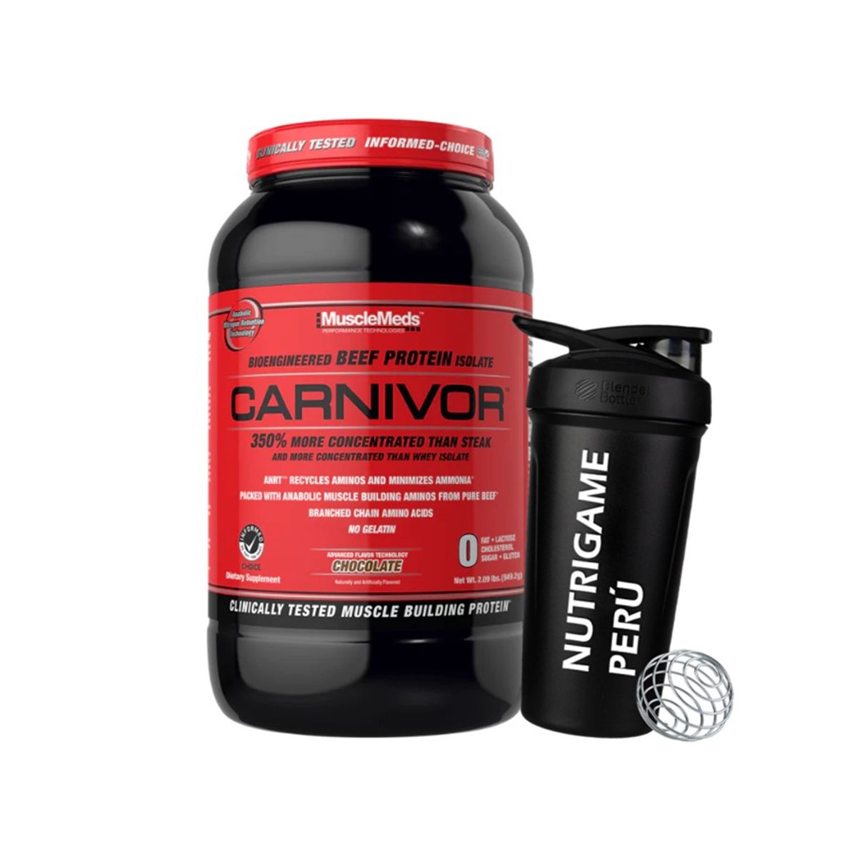 MUSCLEMEDS - Proteína Carnivor 2 Lb Beef Protein Sabor Chocolate +Shaker