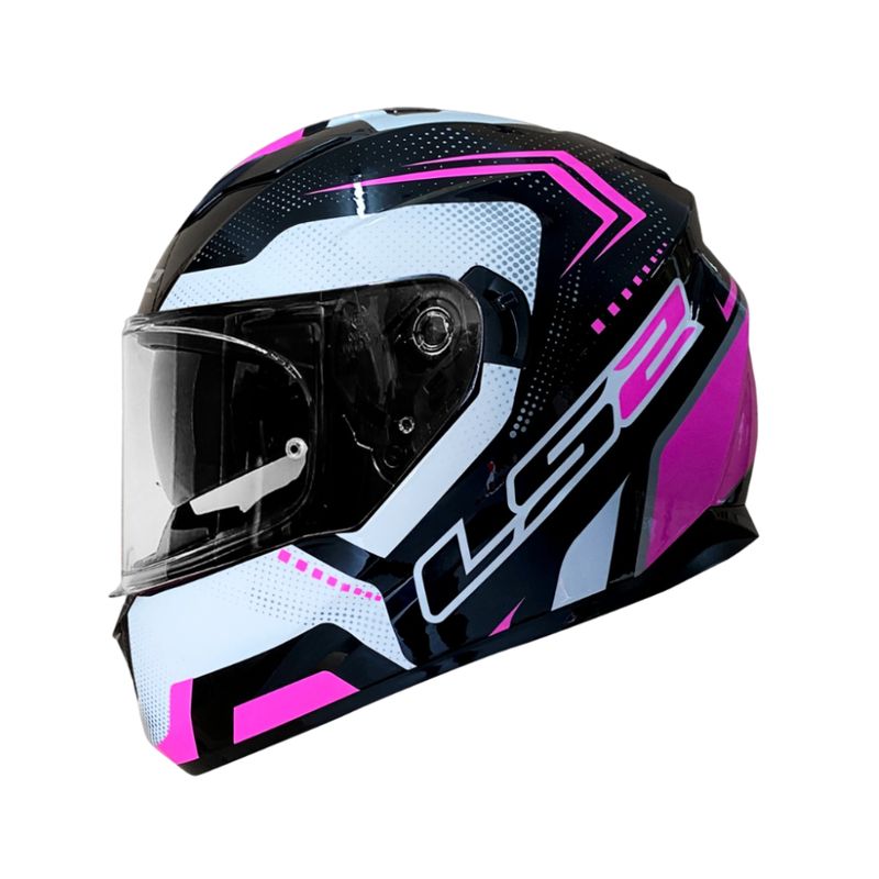 LS2 - CASCO LS2 FF320 DOOM NEGRO ROSADO TALLA ¨L¨