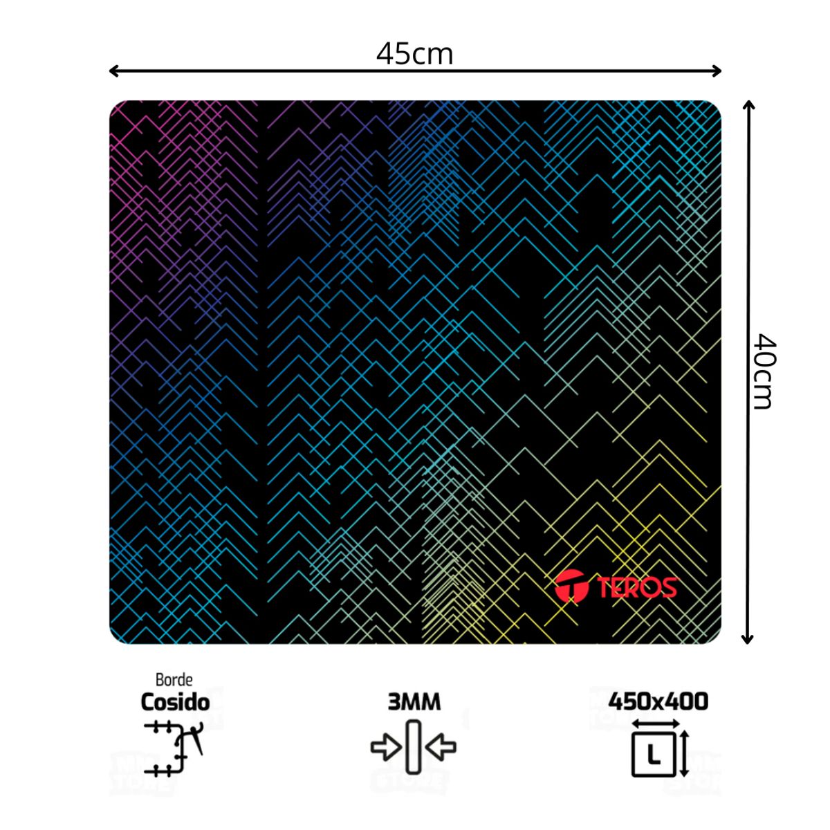 Teros - MOUSE PAD TEROS NEGRO CON DISEÑO - TE-3011S
