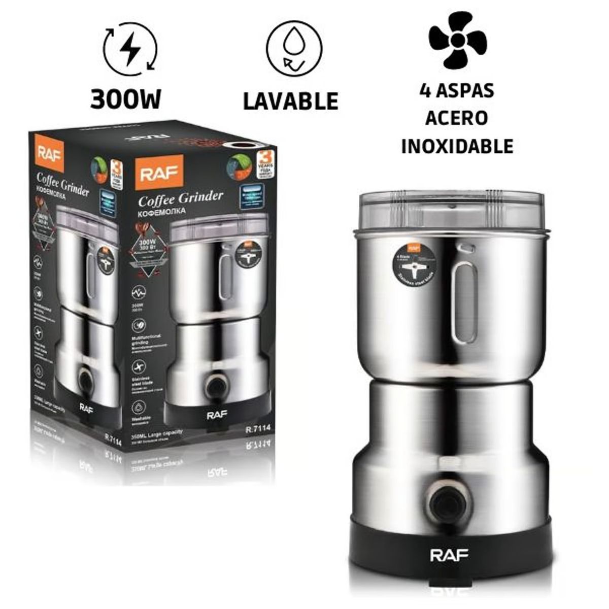 RAFF - MOLINILLO ELÉCTRICO PREMIUM TORNAD RAF 4 ASPAS 300 WATTS