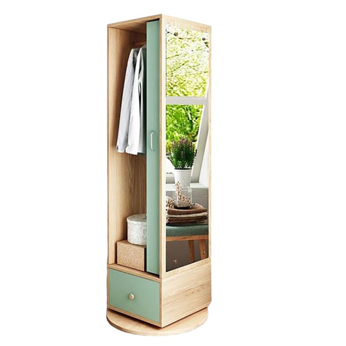 DIBA MUEBLES - Armario Giratorio con Tocador & Espejo Amara Carvallo - DIBA Muebles