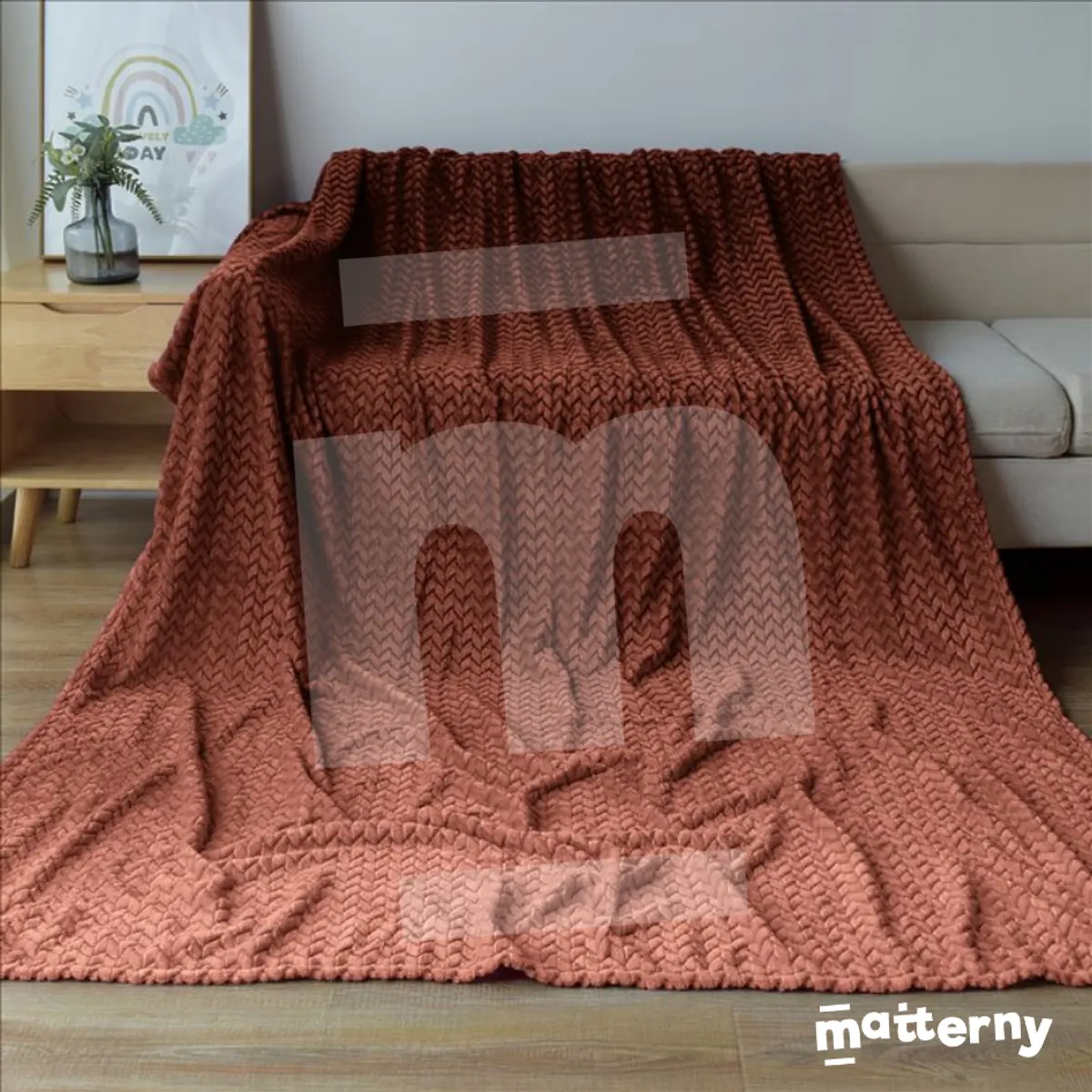 CASATEX - Manta Antialérgica Jacquard  Alto Relieve Espiga QUEEN Brown