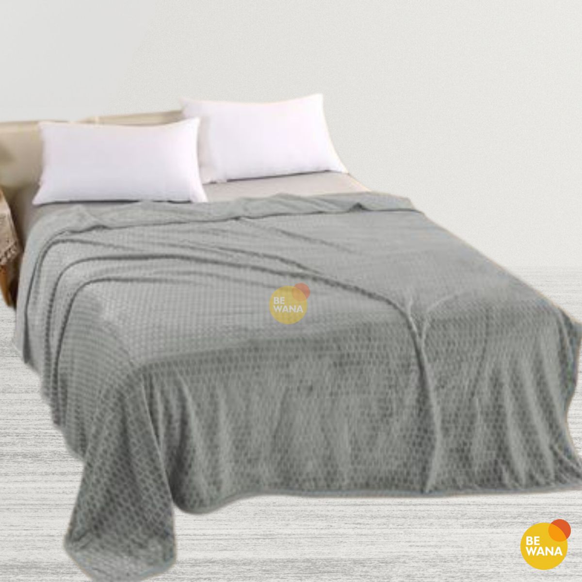 CASATEX - Manta Antialérgica Alto Relieve cuadros QUEEN Gris Claro