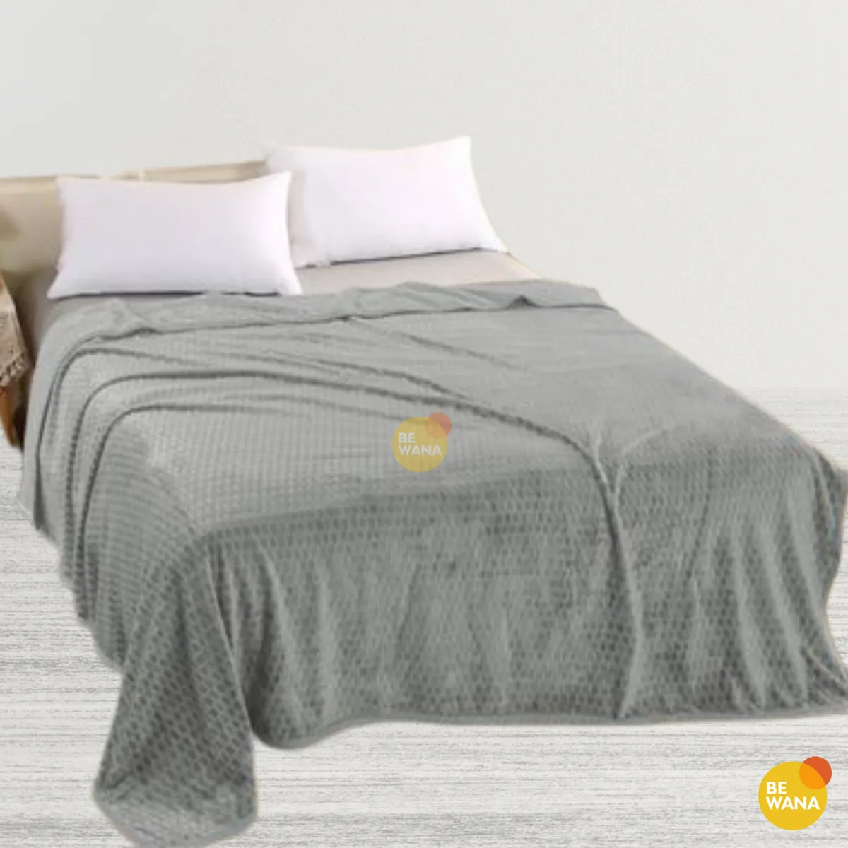 CASATEX - Manta Antialérgica Alto Relieve cuadros QUEEN Gris Claro