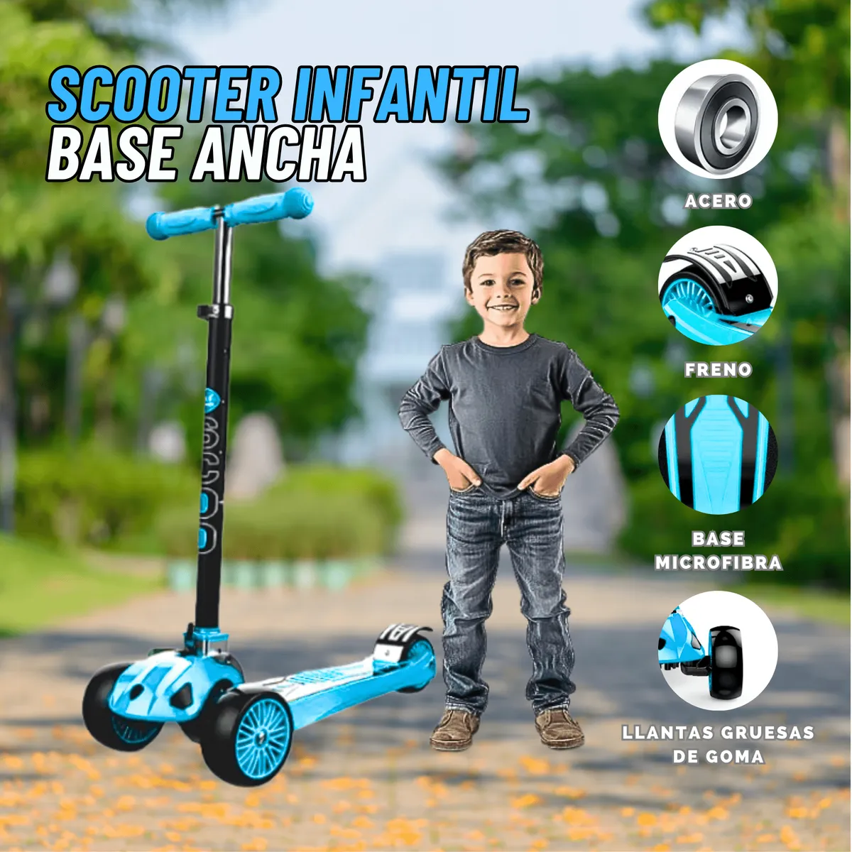 GENERICO - Scooter Infantil Base Ancha para niños
