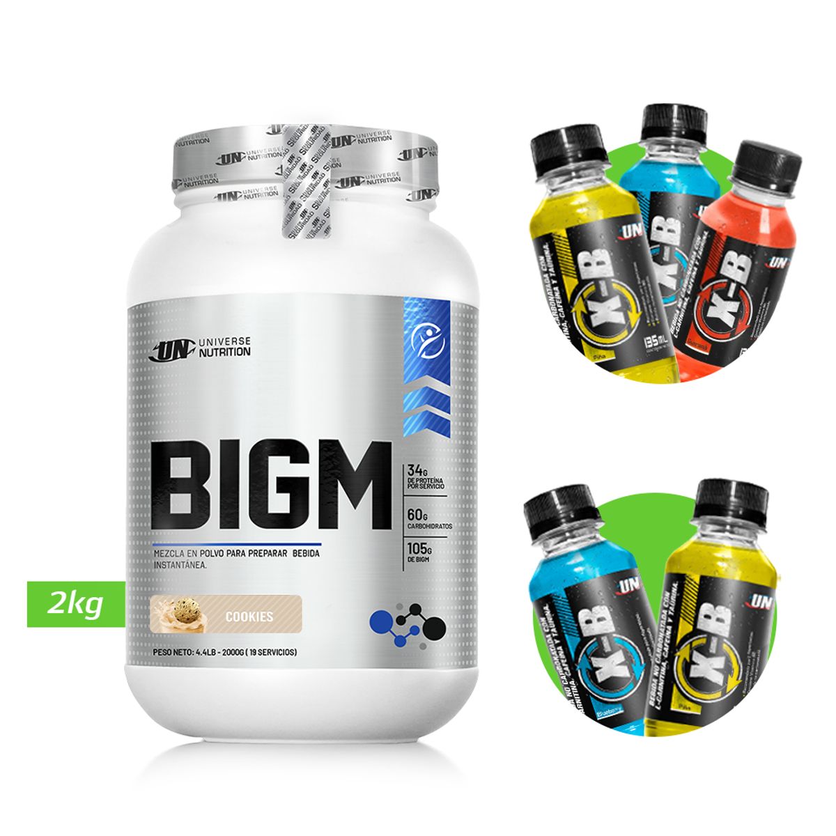 UNIVERSE NUTRITION - BIGM 2KG GANADOR DE MASA MUSCULAR UN COOKIES+ REGALOS