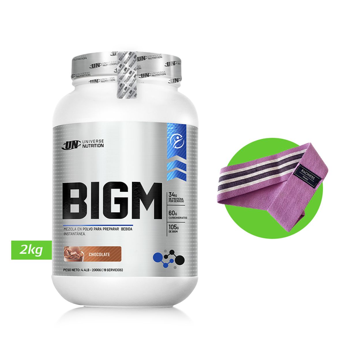 UNIVERSE NUTRITION - BIGM 2KG GANADOR DE MASA MUSCULAR UN CHOCOLATE+ REGALOS