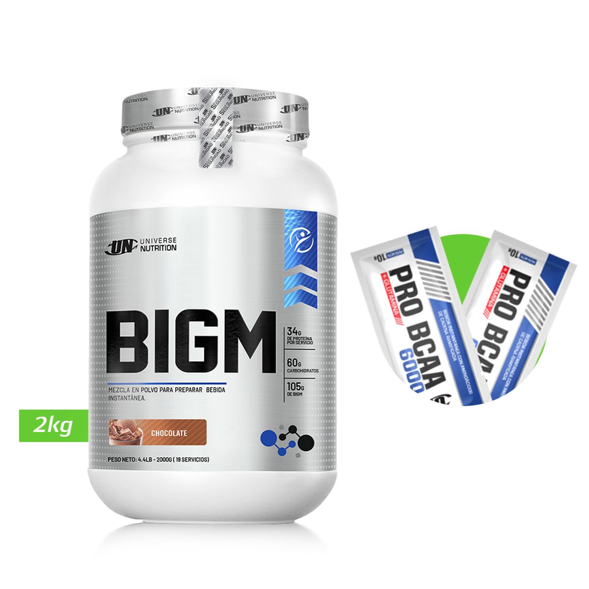 UNIVERSE NUTRITION - BIGM 2KG GANADOR DE MASA MUSCULAR UN VAINILLA + REGALOS