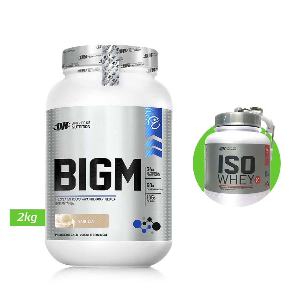 UNIVERSE NUTRITION - BIGM 2KG GANADOR DE MASA MUSCULAR UN VAINILLA + REGALOS