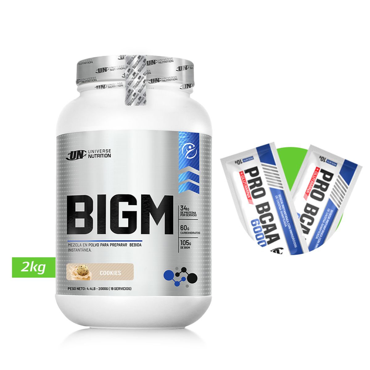 UNIVERSE NUTRITION - BIGM 2KG GANADOR DE MASA MUSCULAR UN COOKIES+ REGALOS